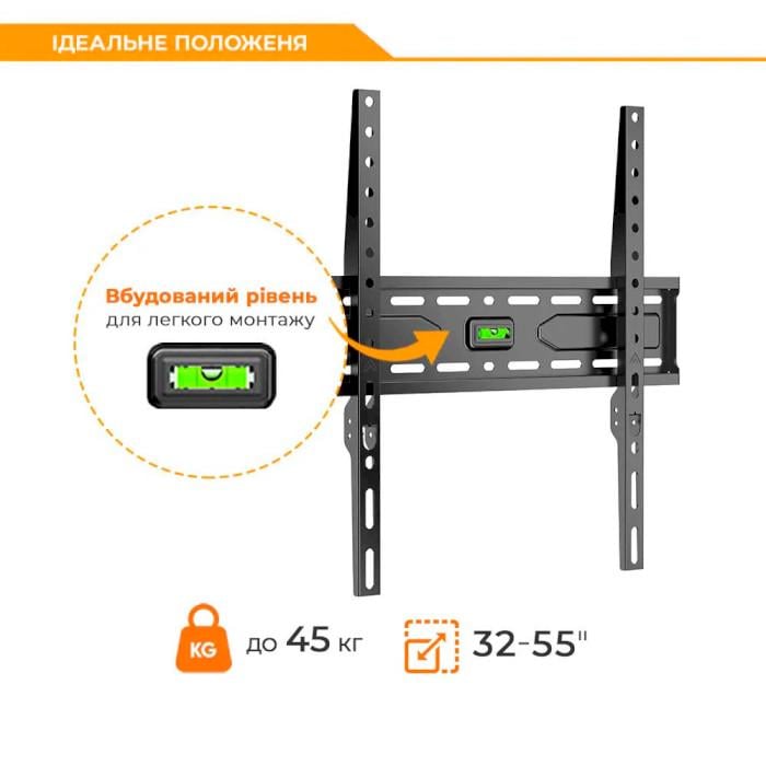 Кронштейн с уровнем Brateck KL36-44F 32-55" до 45 кг. VESA 400x400 Black (30836018) - фото 4 Кронштейн с уровнем Brateck KL36-44F 32-55" до 45 кг. VESA 400x400 Black (30836018) - фото 4