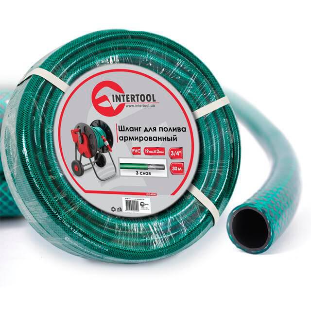 Шланг садовий тришаровий Intertool GE-4045 армований 19x2 мм 30 м Green (122597)