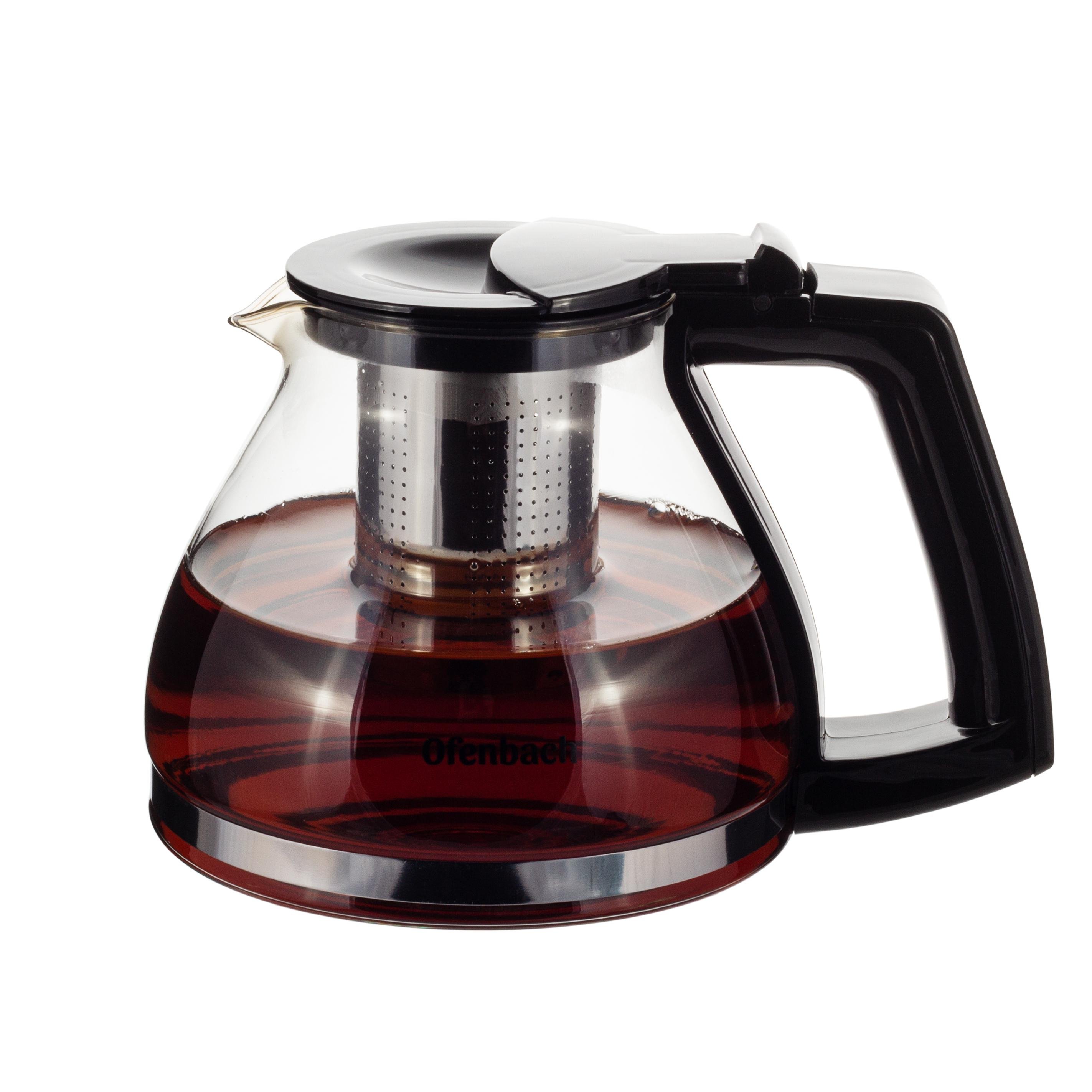 Заварочный чайник со съемным ситечком Ofenbach KM-100613М из термостойкого стекла 1300 мл Прозрачный (150-84-100613М) - фото 13