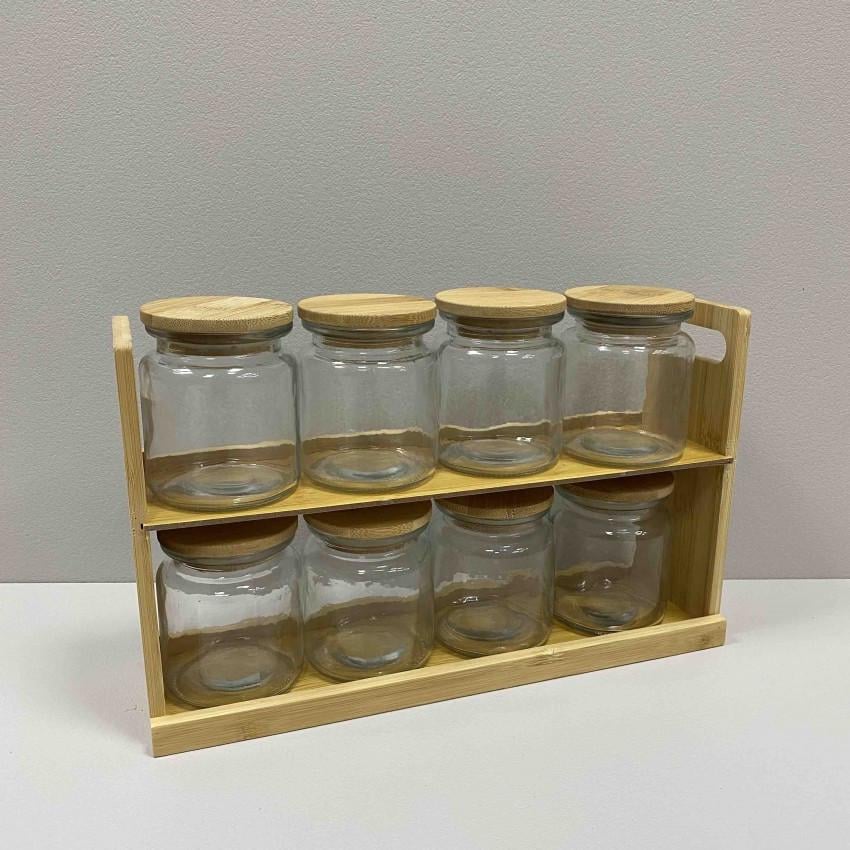 Набор емкостей специй Vittora VT-8904-8 на деревянной подставке 8 шт. по 250 мл (2336844046) - фото 5