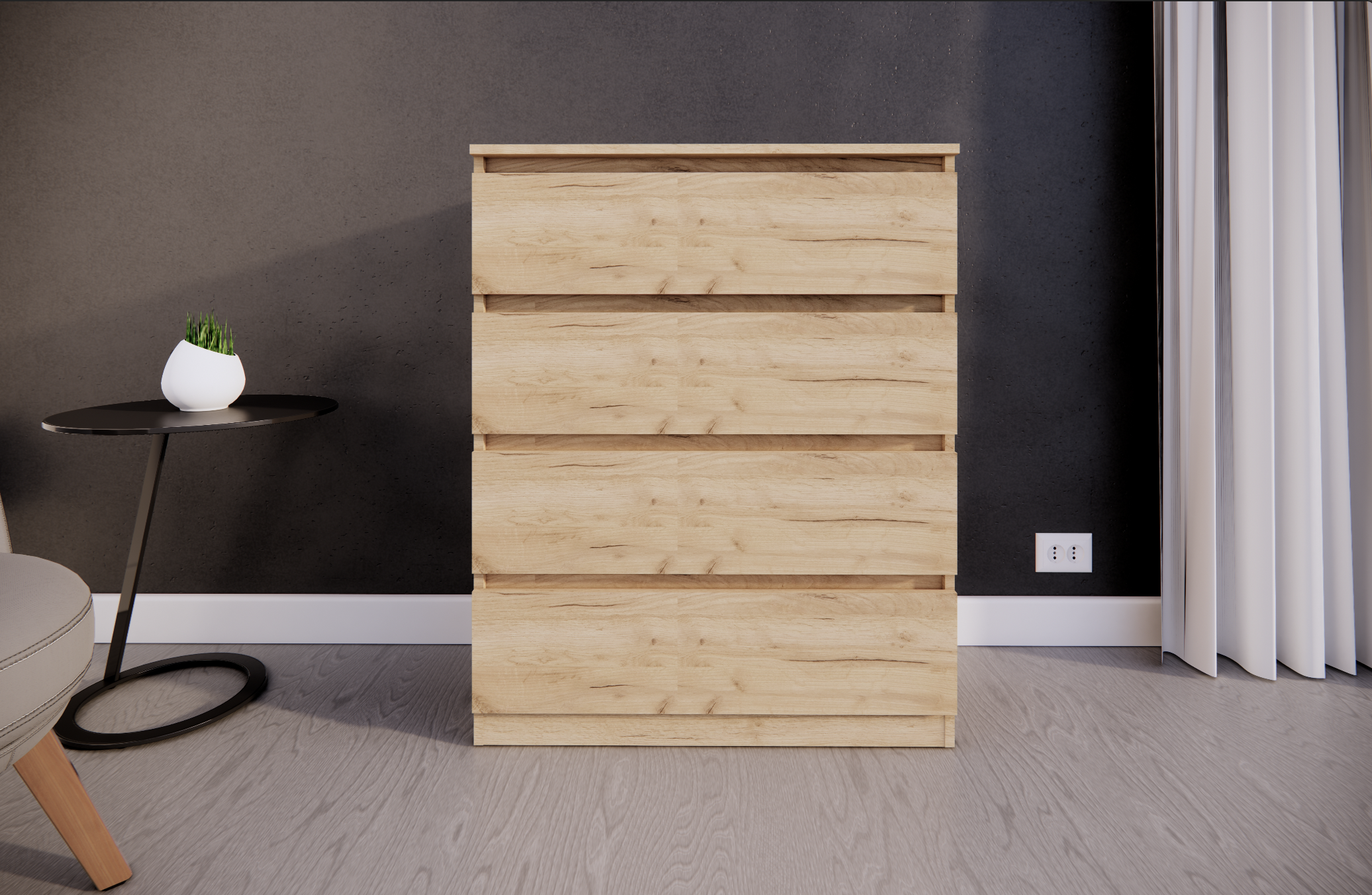 Комод MEBEX на 4 шухляди 80х40х100 см Дуб крафт (VM4B800DС) - фото 2