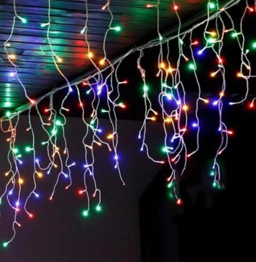 Гирлянда светодиодная бахрома 200 LED 8 режимов 220 В прозрачный провод IP44 5x0,5 м Мультиколор