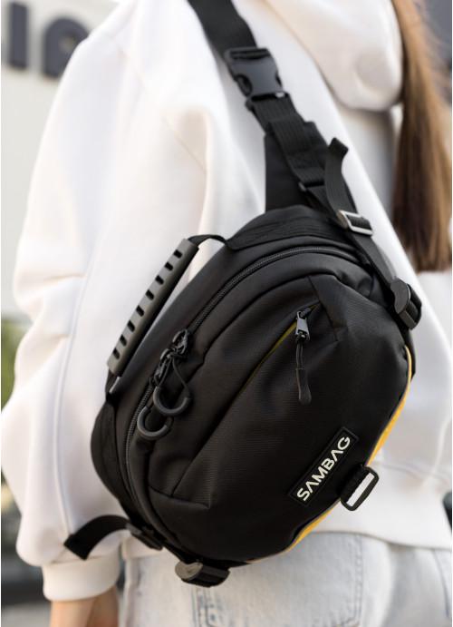 Сумка жіноча Sambag через плече тканинна Чорний з жовтим (10990301517)