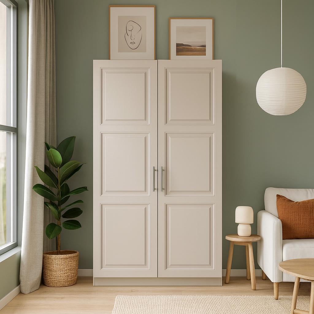 Шкаф распашной ШР2 SENAM 2600х1000х600 мм корпус ДСП Кашемир фасад МДФ краска NCS S 2002-Y50R Шелковый мат фрезеровка КШ10 (ШР2.26.60.10.ФКШ10.4)