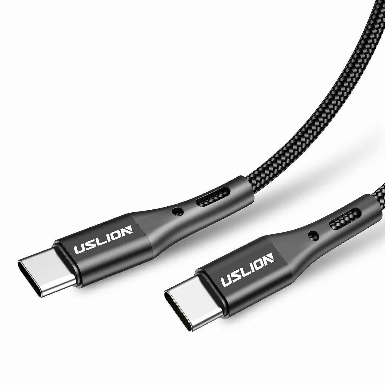 Кабель Uslion USB Type-C/USB Type-C для быстрой зарядки 60W 1 м Черный (1903188916) - фото 1