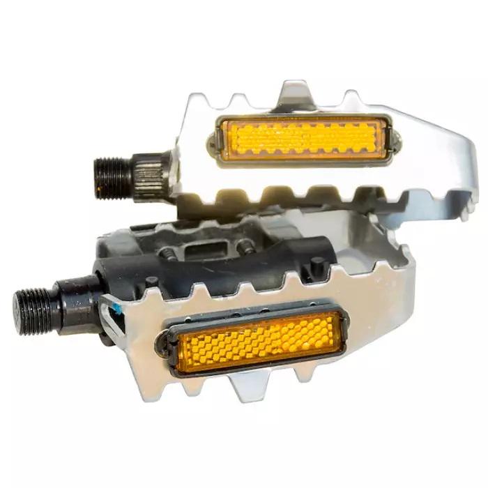 Педали велосипедные со световозвращателями Черно-серебристый (10310) - фото 3