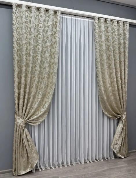 Тканина для штор жакард Завиток 1,45 м Айворі (1651ш) - фото 6