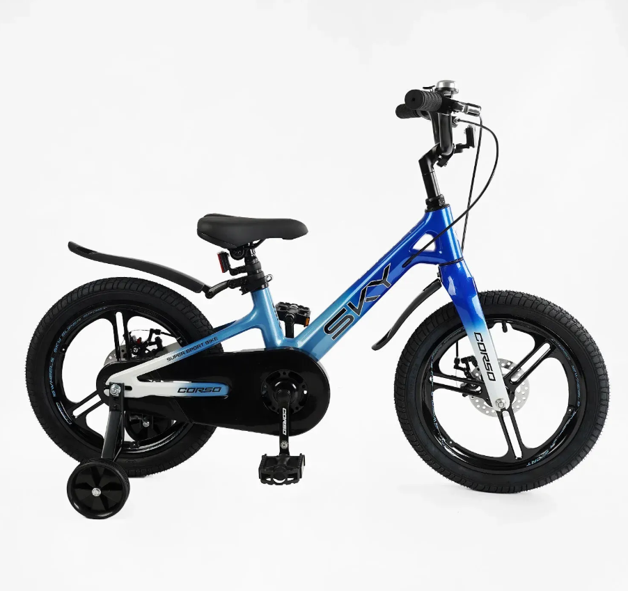 Велосипед Corso SKY двоколісний 16" з додатковими колесами Синій (SK-16053)