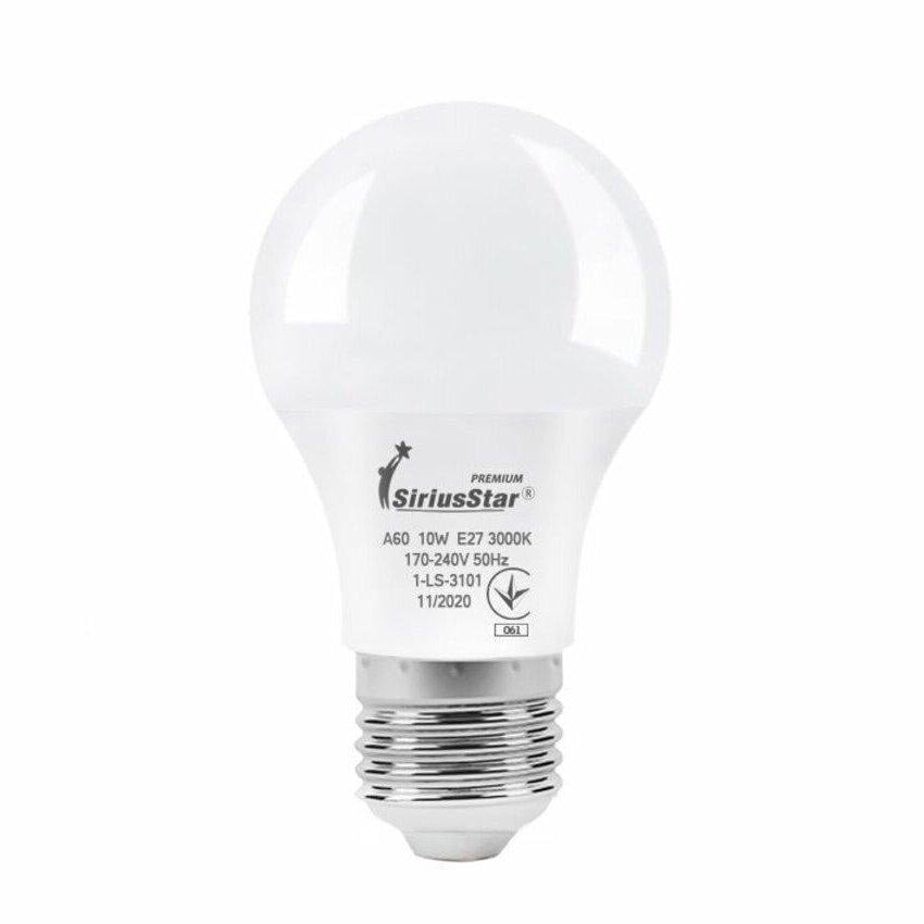 Светодиодная лампа SiriusStar 10W А60 3000K E27 Белый (3101)