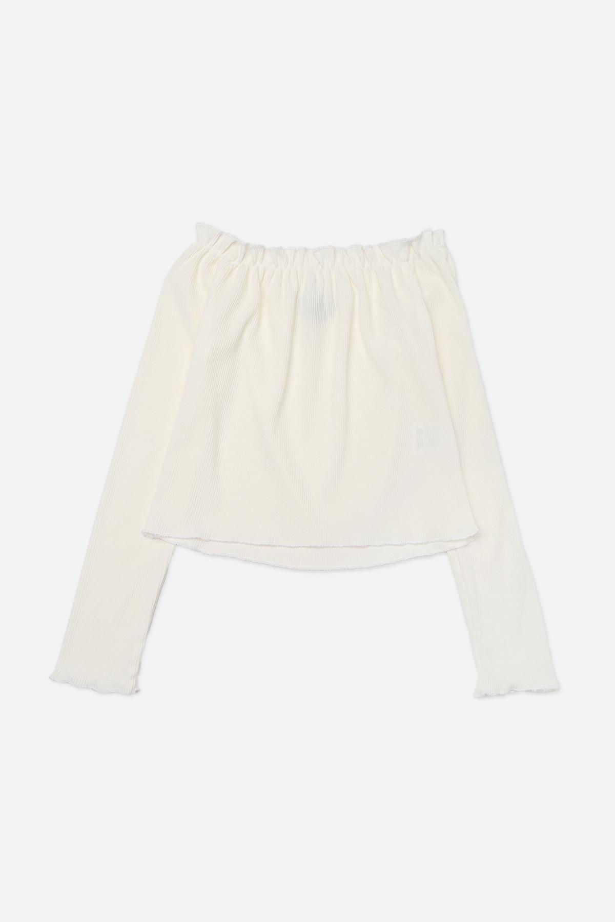 Футболка с длинным рукавом для девочки ЦБ-00272192 152 см Молочный (28576214)