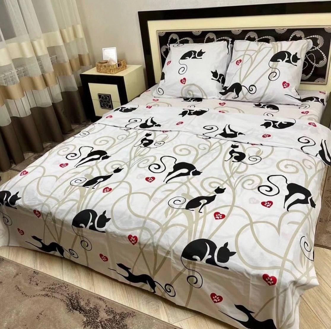 Комплект постельного белья Коты хлопковый полуторный 150х220/70х70 см Белый (19142096) Комплект постельного белья Коты хлопковый полуторный 150х220/70х70 см Белый (19142096)