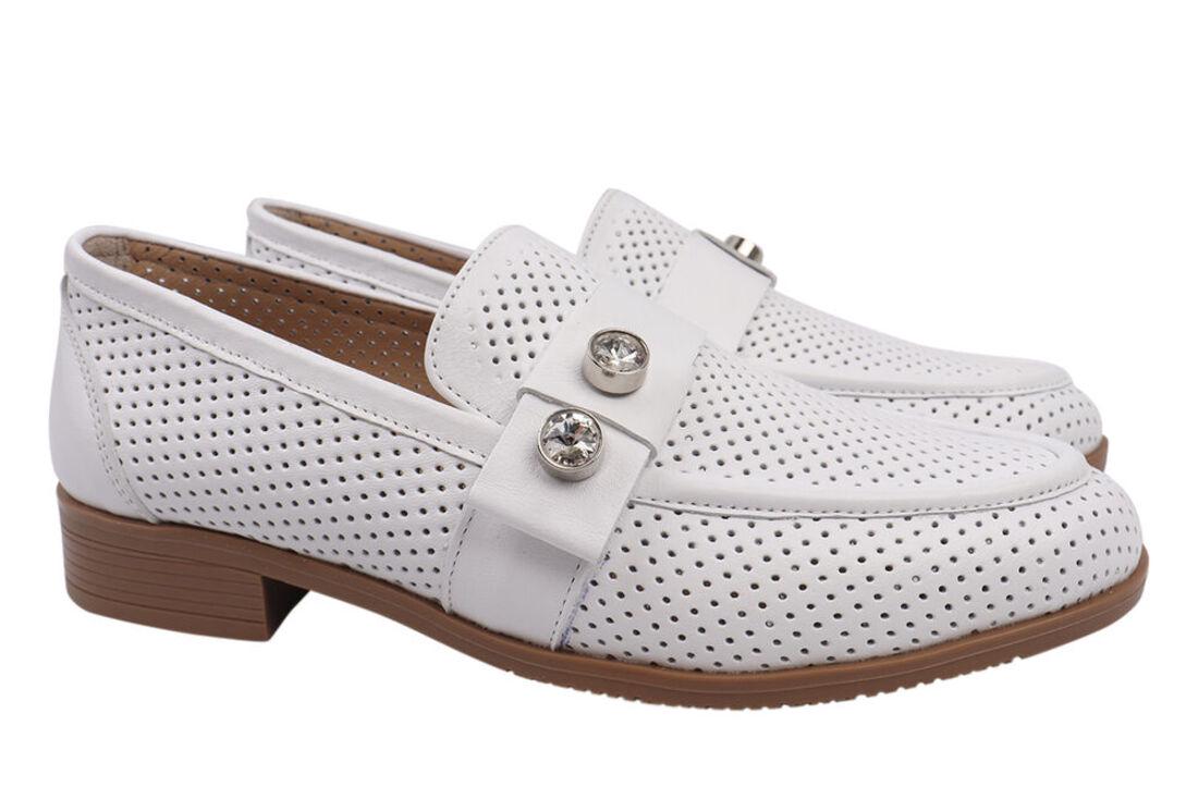 Туфли женские Guero из кожи на низком ходу р. 36 Белый (386-21LTCP)