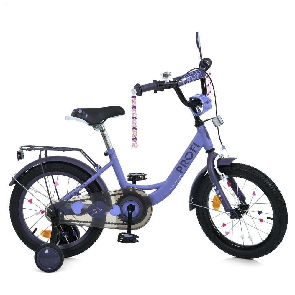 Велосипед для дівчинки PROF1 Princess 18" з багажником Бузковий - фото 1 Велосипед для дівчинки PROF1 Princess 18" з багажником Бузковий - фото 1