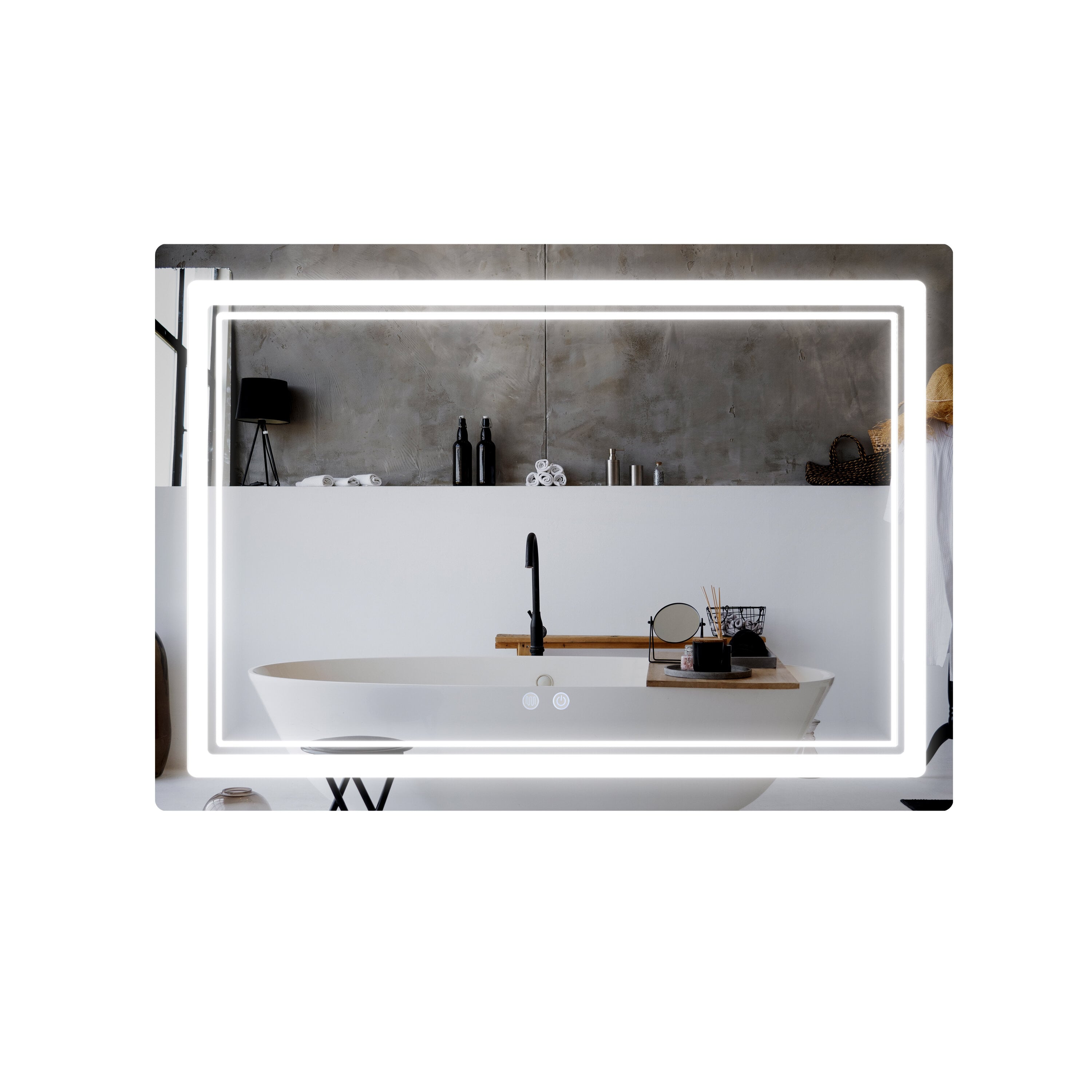 Зеркало Qtap Cardinal CA2 с LED-подсветкой Touch/антизапотеванием/диммером 3000-6500K 1200х800 мм (QT0478C1208048454)