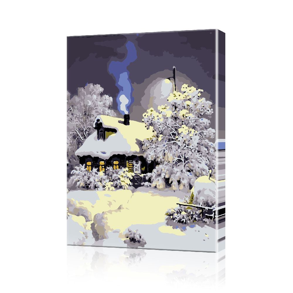 Картина за номерами ArtSale Сторожка в зимнем лесу PBN0436 40х60 см