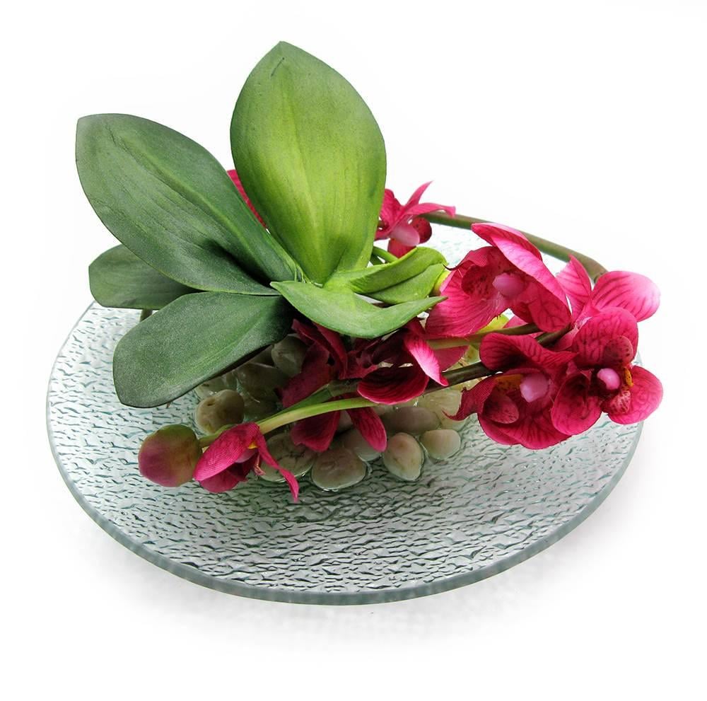 Цветок орхидеи на стеклянной подставке d-21 см (18778)