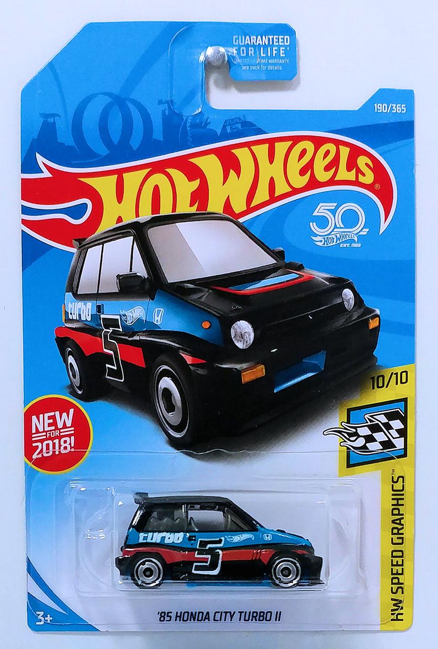 Іграшкова машинка Hot Wheels 85 Honda City Turbo II 2018 Speed Graphics №190 Black (FJY43)
