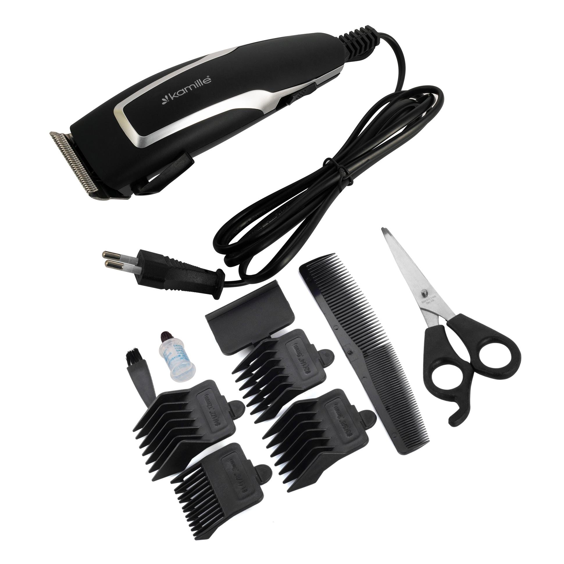 Машинка для стрижки волос Kamille Vizo электрическая проводная с ножницами и насадками 240 Вт Черный