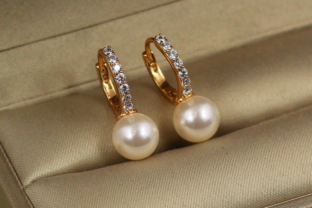 Сережки Xuping Jewelry юність з перлиною 2 см Золотистий (2029571888)