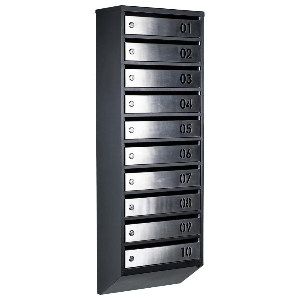 Ящик почтовый многосекционный ЯП10B Черный/Нержавеющая сталь (24061051)