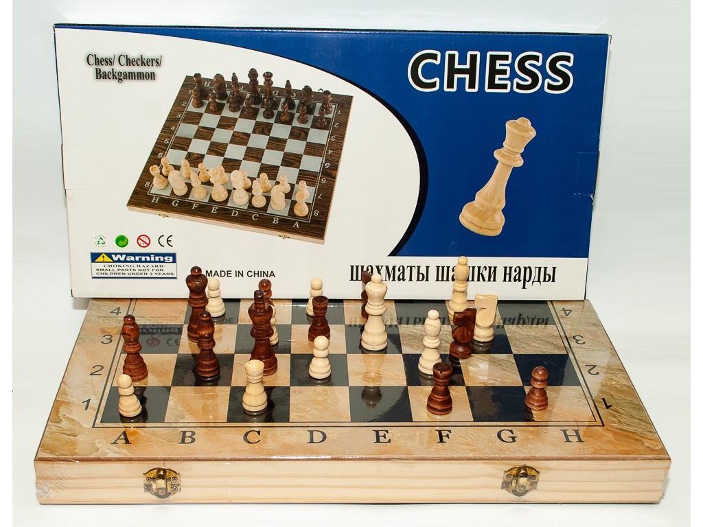 Игровой настольный набор 3в1 шахматы/шашки/нарды 48х48 см (1358)