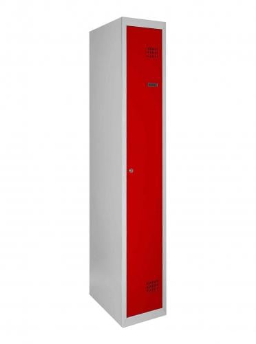 Шкаф для одежды ШОМ 1/30 металлический 180х30х50 RAL 7035/RAL 3020 Серо-красный