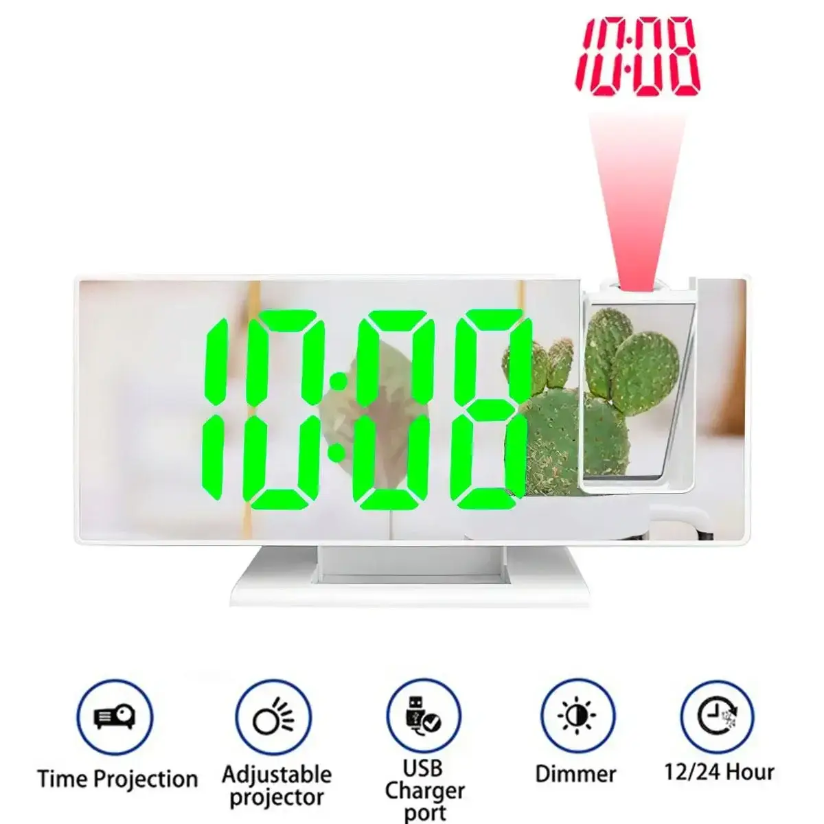 Часы настольные 3618LP зеленые с проектором VST зеркальный дисплей дата время и температура (3618LP) - фото 3 Часы настольные 3618LP зеленые с проектором VST зеркальный дисплей дата время и температура (3618LP) - фото 3