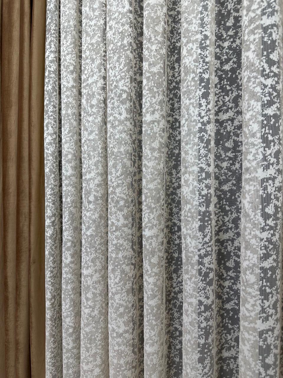 Тюль вуаль готовий Мармур на основі жакарду на тасьмі 6 см 500x270 см Капучино (1147-к-Т46) - фото 7