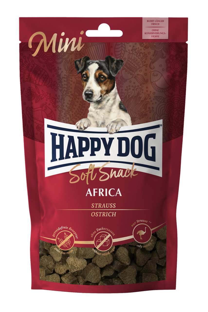 Мягкое лакомство Happy Dog Mini Soft Snack Africa со вкусом страуса и картофеля 100 г (60691)