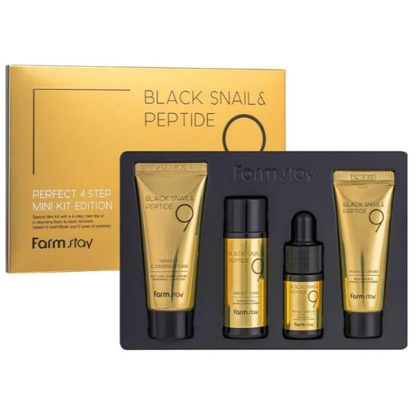 Антивозрастной набор FarmStay Black Snail and Peptide9 Perfect 4 Step Mini Kit Edition (8809639174432)