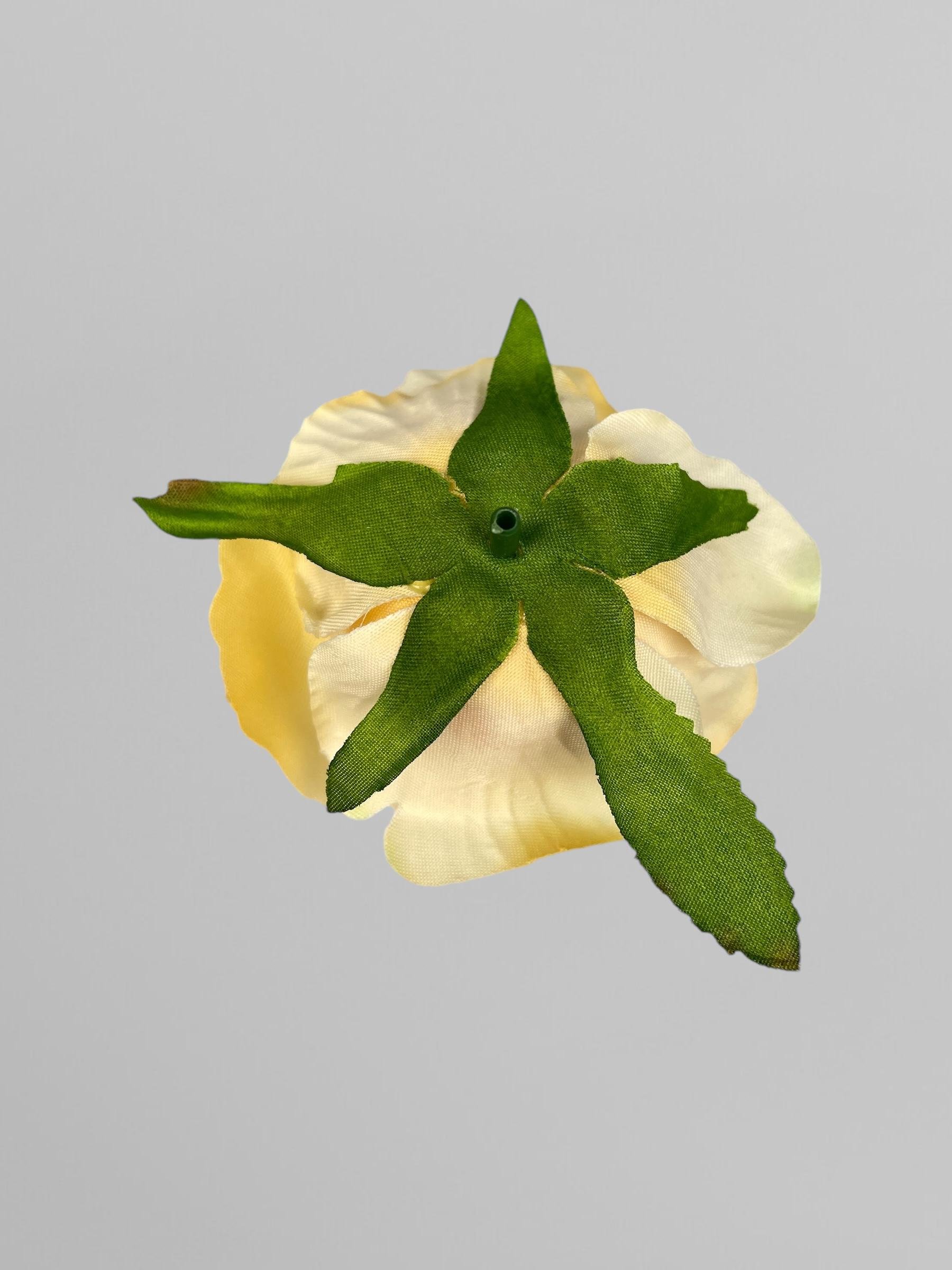 Искусственная головка розы сатиновая без стебля 10 см Желтый (К02019) - фото 3