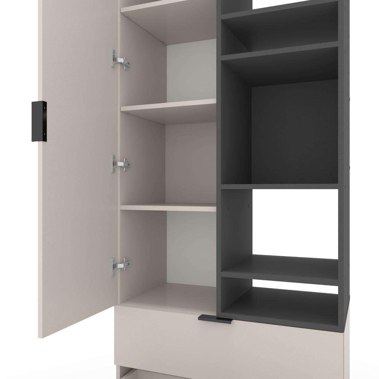 Шкаф Metkas Home A001R ЛДСП 800x420x2300 мм Кашемир/Антрацитовый - фото 4 Шкаф Metkas Home A001R ЛДСП 800x420x2300 мм Кашемир/Антрацитовый - фото 4