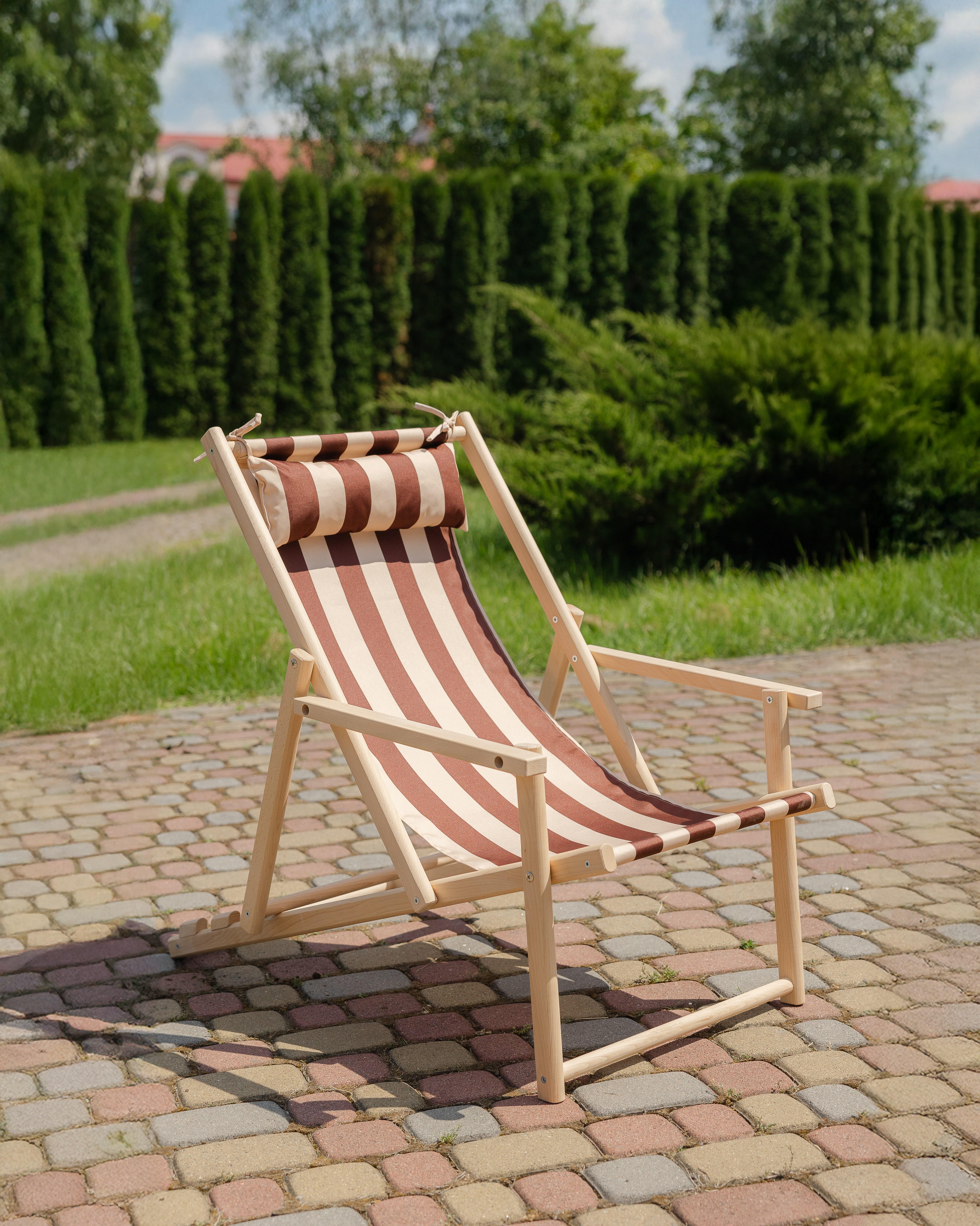 Шезлонг дерев'яний розкладний XRmaster з підлокітниками та підголовником Коричнево-білий (0002248) - фото 7 Шезлонг дерев'яний розкладний XRmaster з підлокітниками та підголовником Коричнево-білий (0002248) - фото 7
