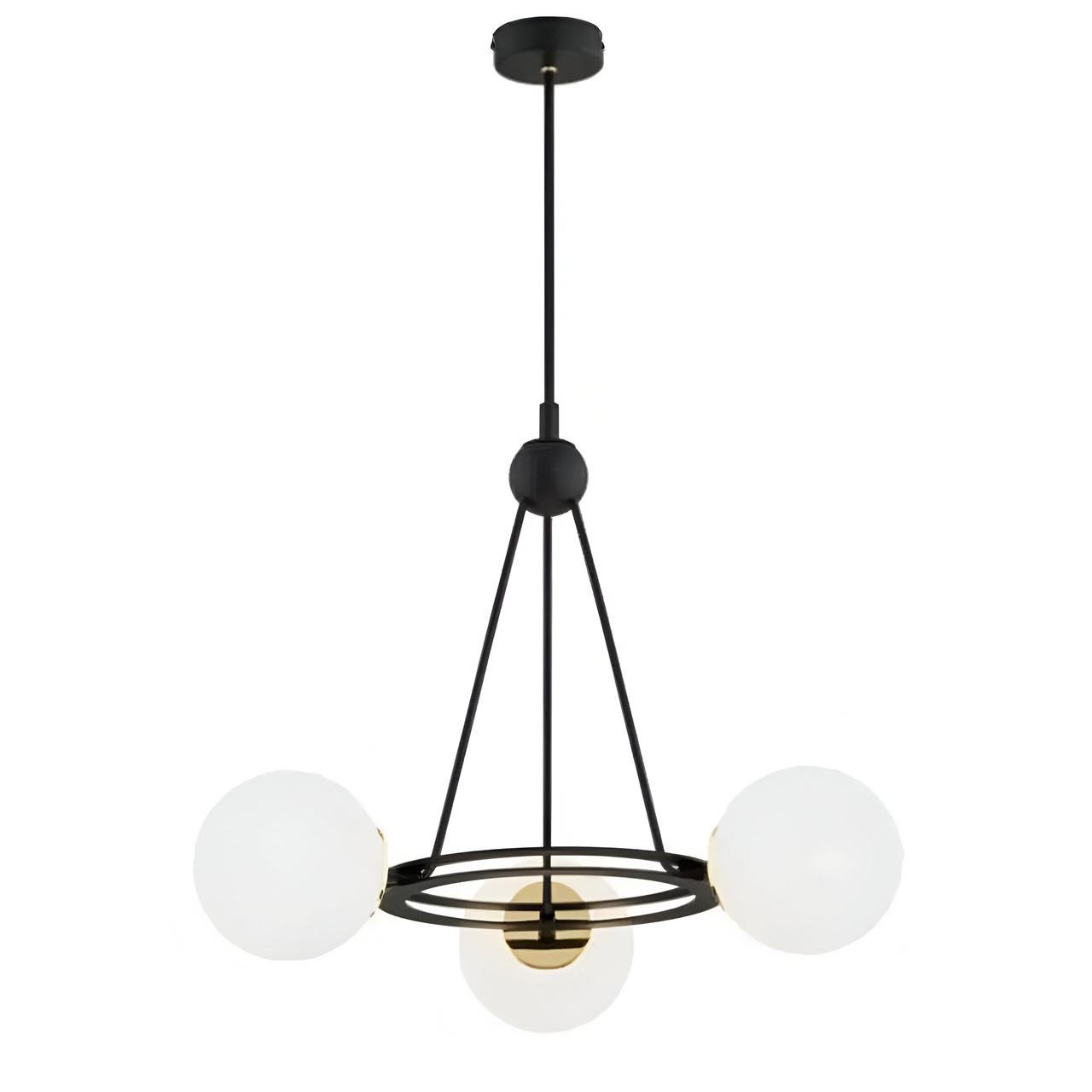 Люстра Sirius с металлическим каркасом под три лампы Е27 Черный/Медный (9715-3 BK+Copper)