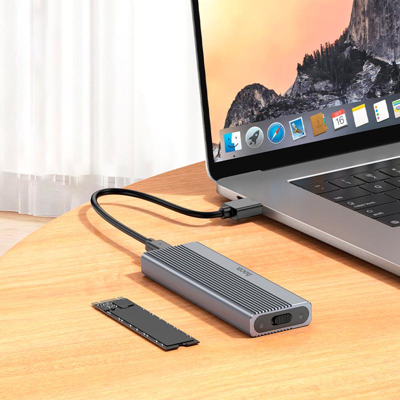 Карман для жестких дисков SSD Hoco HB47 M,2 SATA USB-C до 4 ТБ Grey (685bd42d) - фото 6