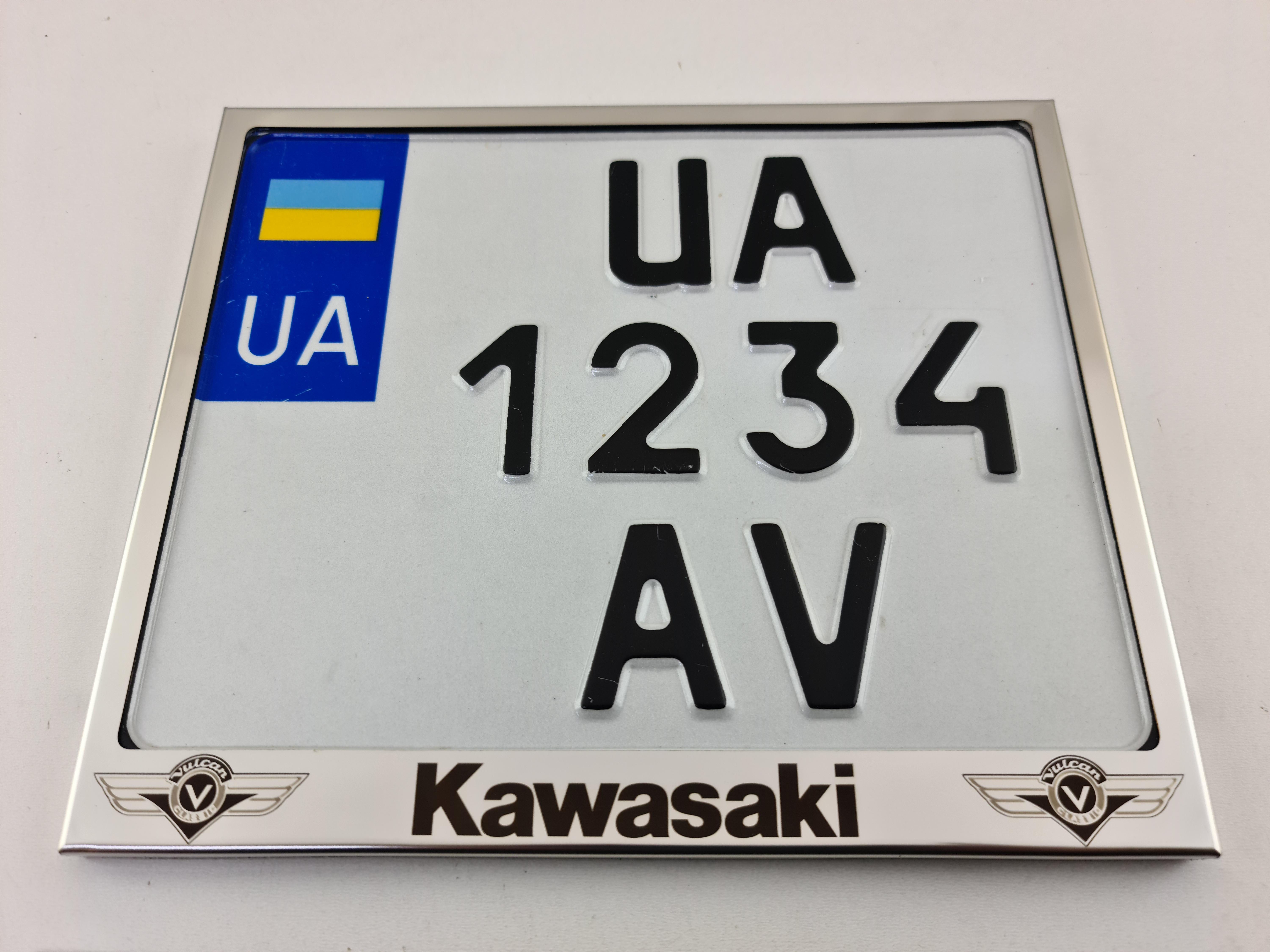 Рамка для мотоциклетного номера Kawasaki Vulcan Classic 174х220 мм Хром (VH-S1722KWVCSGL)