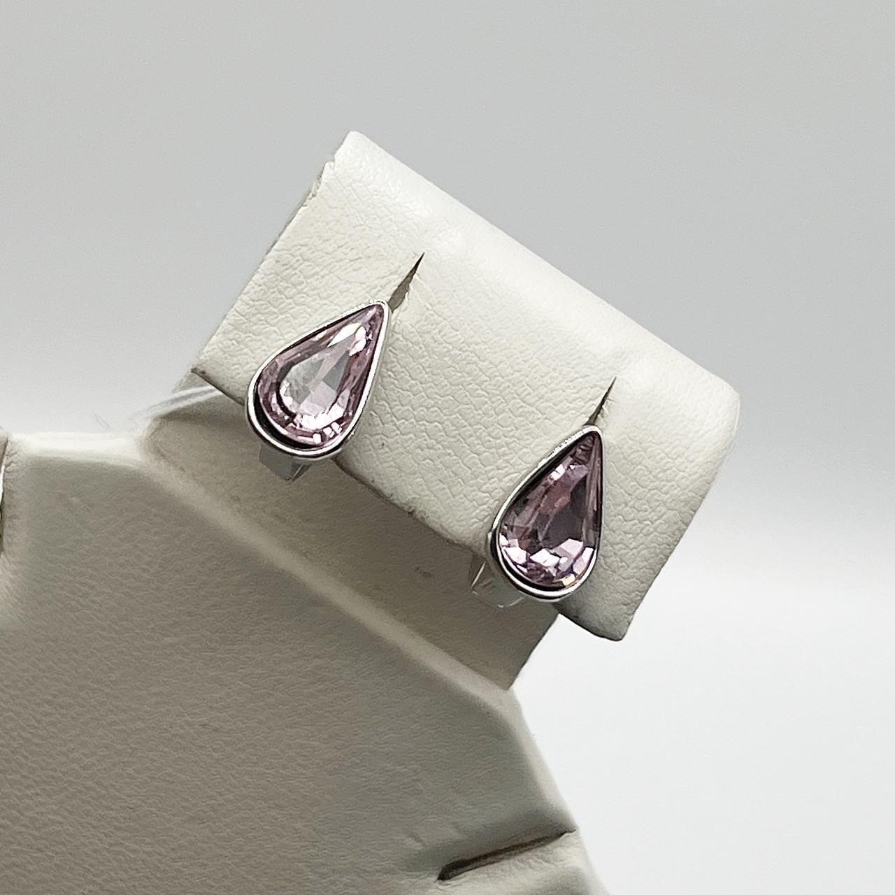 Серебряные серьги с розовым кварцем 3,18 г (2564300087)