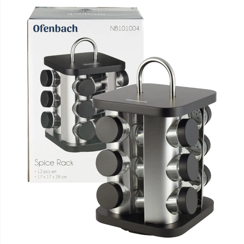 Набор емкостей для специй Ofenbach KM-101004 12 шт. на подставке Черный (NA002420)