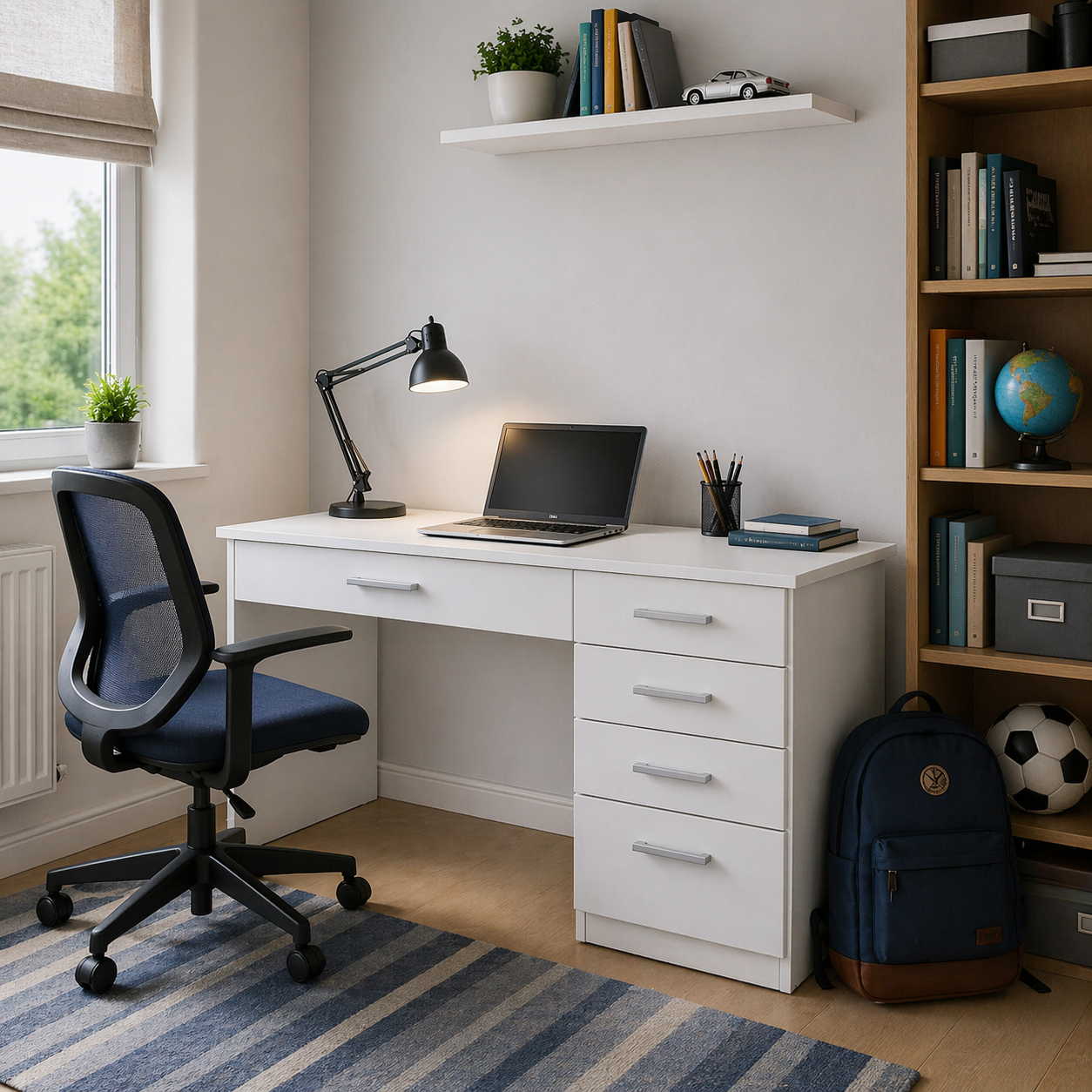 Письменный стол V-Star WD5 с тумбой и 4-мя ящиками ЛДСП 1160х550х740 мм Белый (34170927)