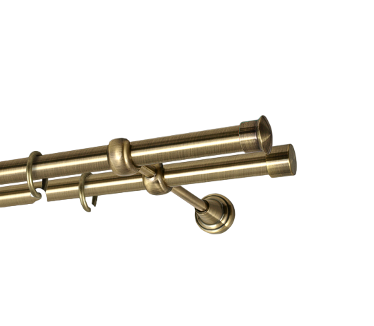 Карниз MStyle Дуо металлический двухрядный труба гладкая 19/19 мм 160 см Антик (K010016)