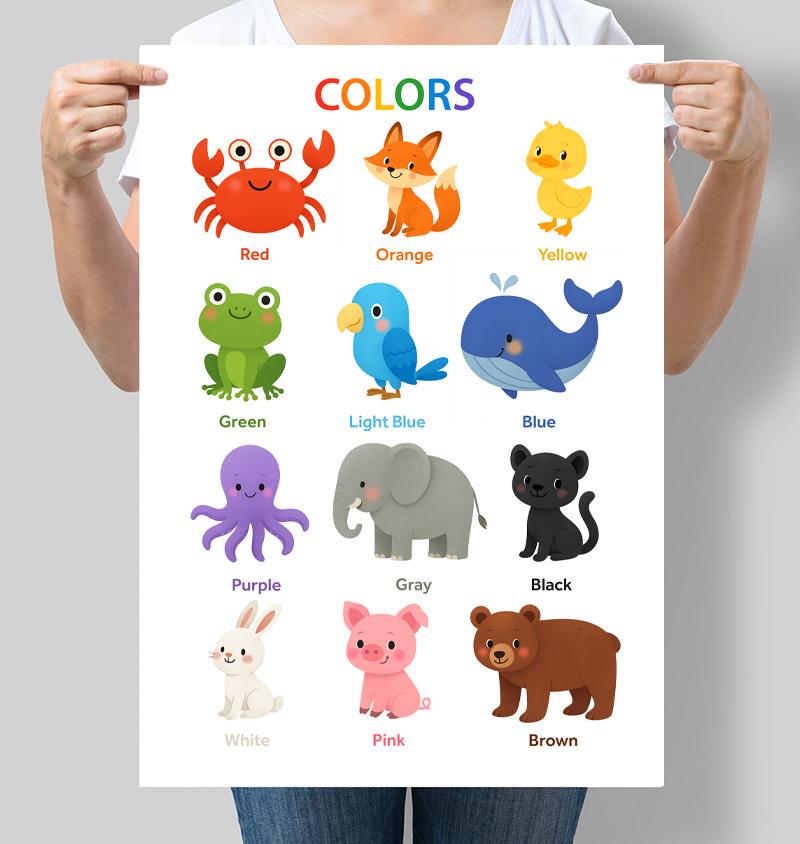 Постер обучающий Цвета на английском Colors 42x60 см A2 без рамки (D233_A2)