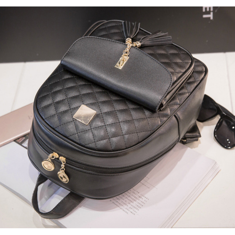 Рюкзак жіночий стьобаний 30x21 см Чорний (814) - фото 4 Рюкзак жіночий стьобаний 30x21 см Чорний (814) - фото 4