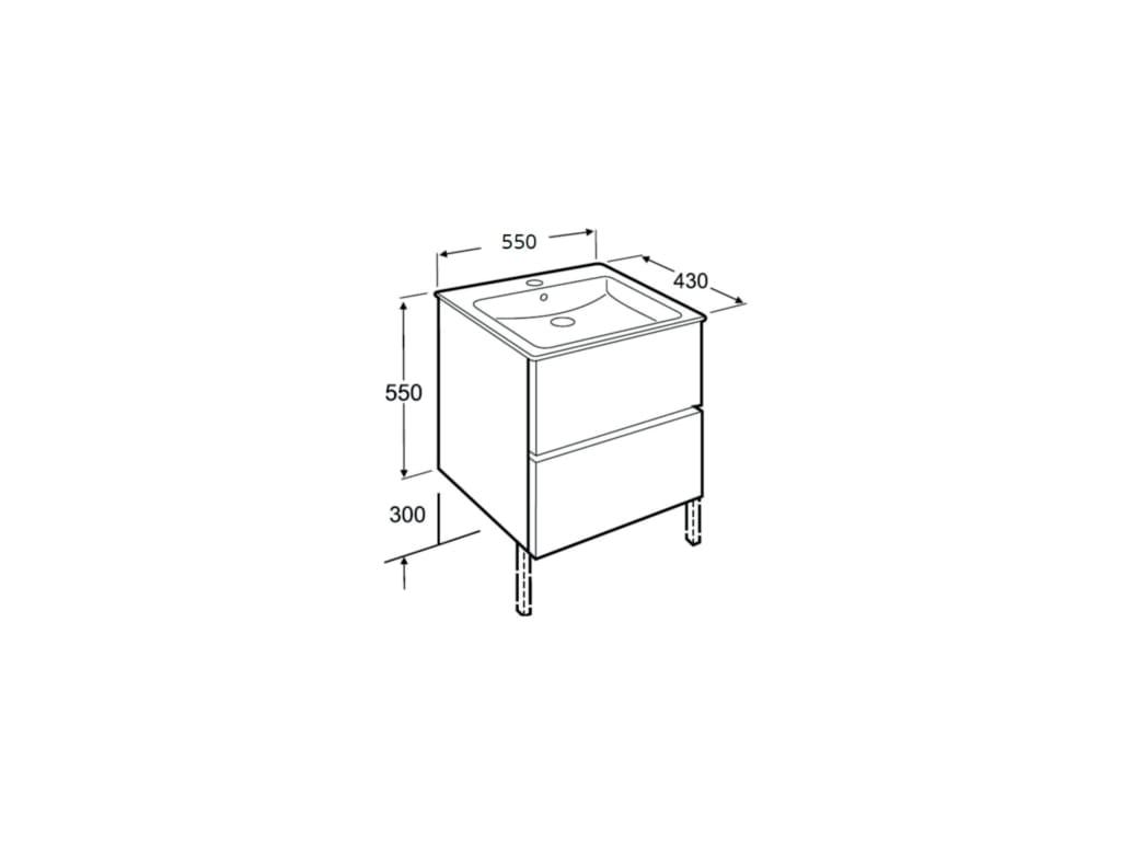 Тумба з умивальником Roca Cube глянсовий 55х43 см Білий (A85119A806) - фото 4