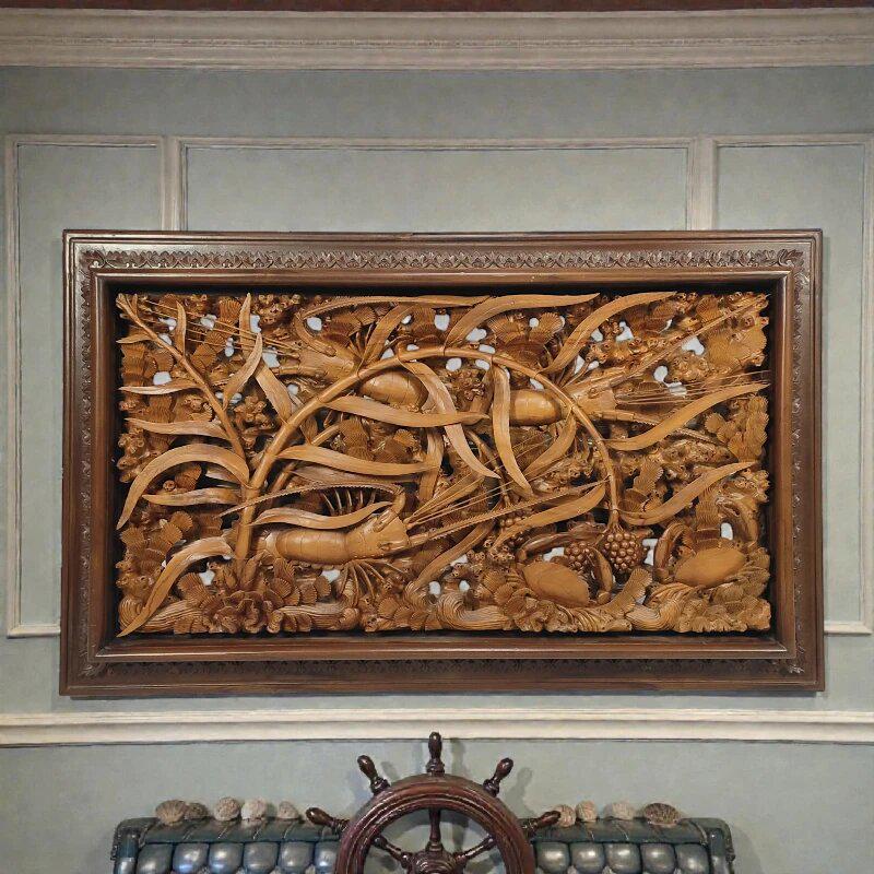 Панно деревянное Подводный мир Крабы/омары СR-00 130х80 см