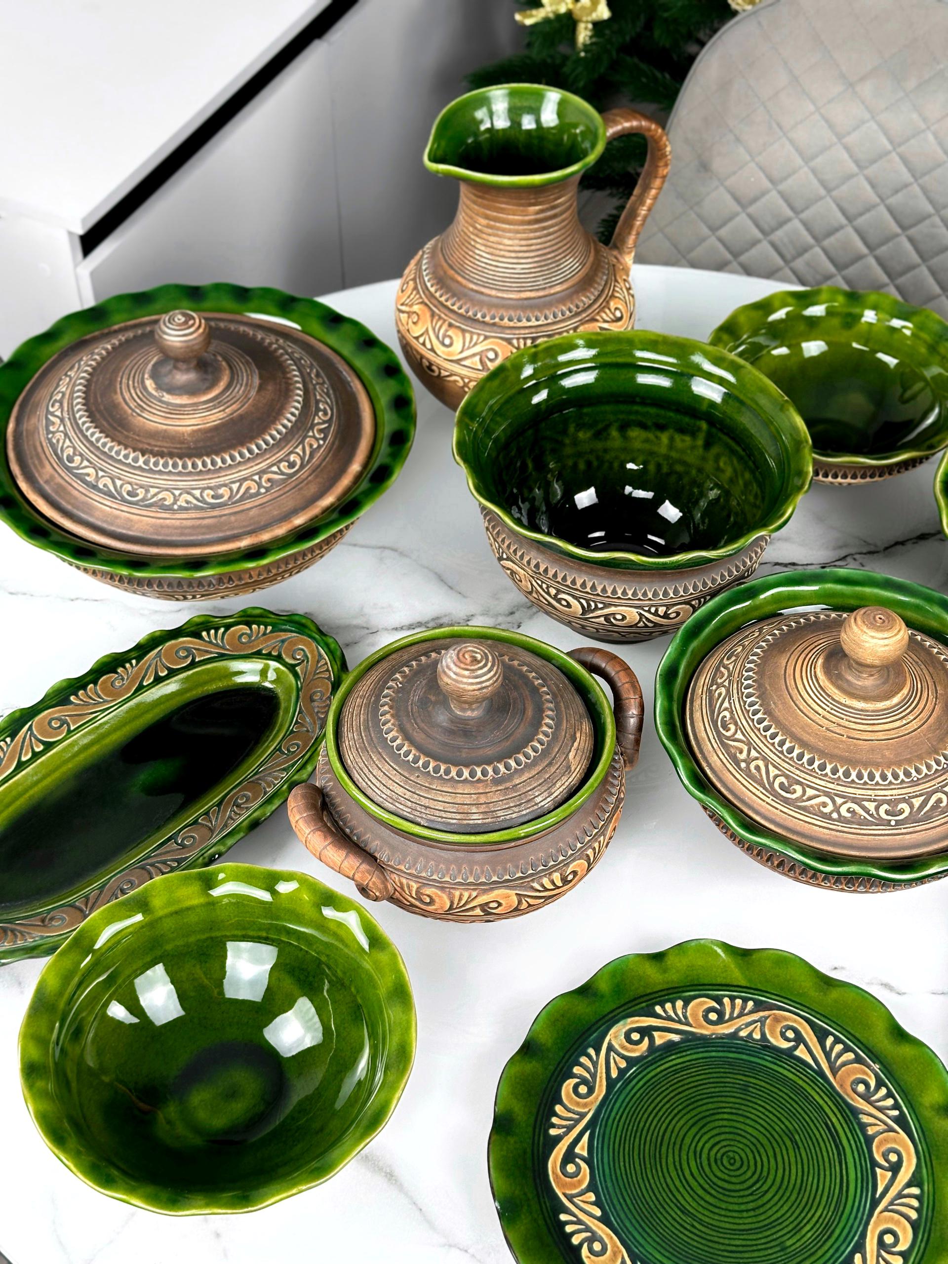 Набор глиняной посуды Рождественский Двенадцать блюд Гражда на 6 человек Коричневый (17019-37) - фото 8 Набор глиняной посуды Рождественский Двенадцать блюд Гражда на 6 человек Коричневый (17019-37) - фото 8