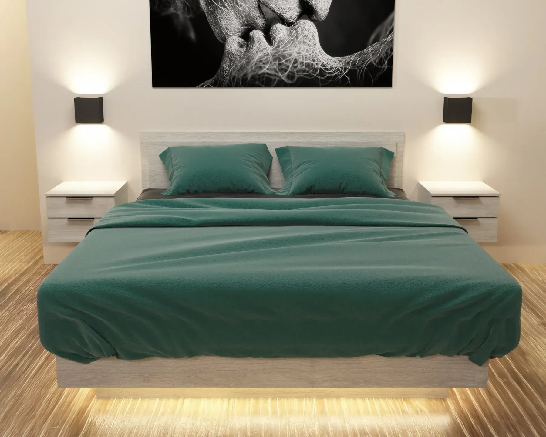 Кровать двуспальная Kontinent Kristal №2 140x200 см Дуб Шамони Светлый (59219355)