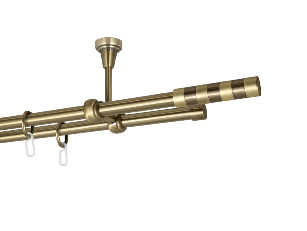 Карниз MStyle Сигма металлический двухрядный труба 16/16 мм кронштейн потолочный 300 см Антик (J010214)
