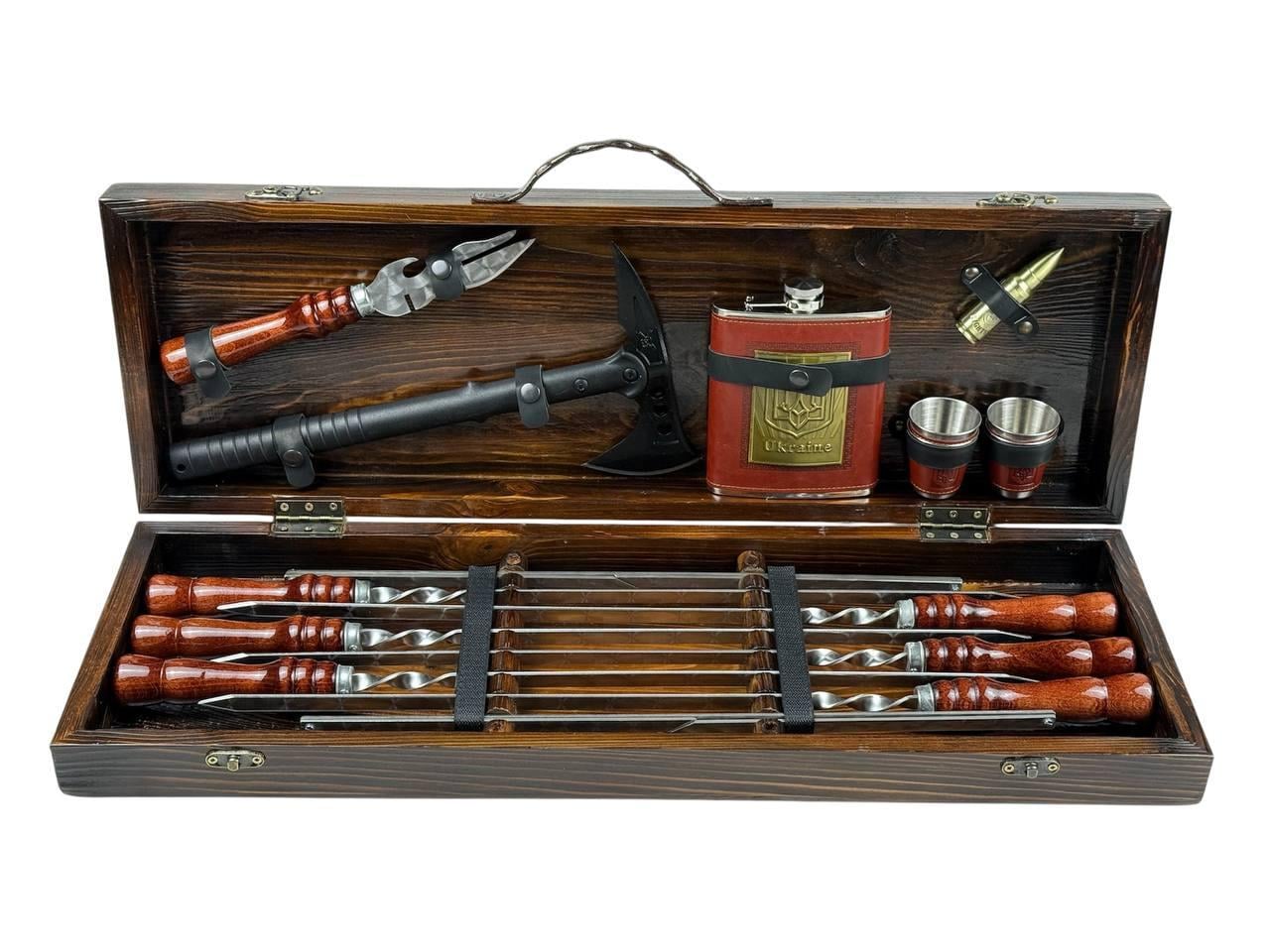 Подарочный набор шампуров в кейс Grill Master и ВИКИНГ 15 пред. Коричневый (147-10-KS-7902)