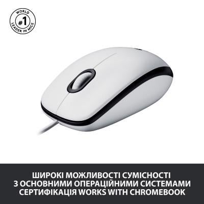 Компьютерная мышка Logitech M100 USB White (910-006764) - фото 4