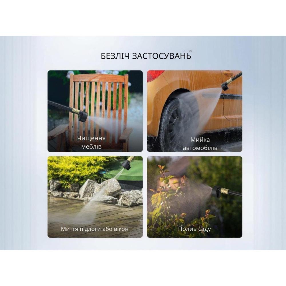 Мийка високого тиску акумуляторна Litheli 42 бар 3.3 л / хв 2 режими насадка 6 в 1 20000 mAh Black (U20PC00-0U120) - фото 5